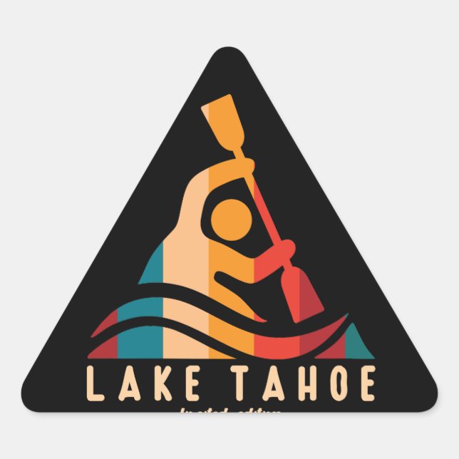 Sticker Triangulaire Retro Lake Tahoe Kayaking (Devant)