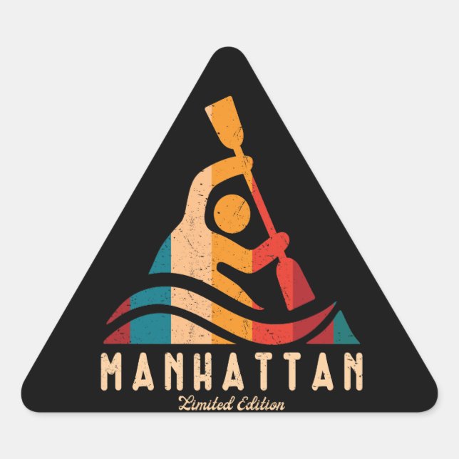 Sticker Triangulaire Rétro Manhattan Kayaking (Devant)