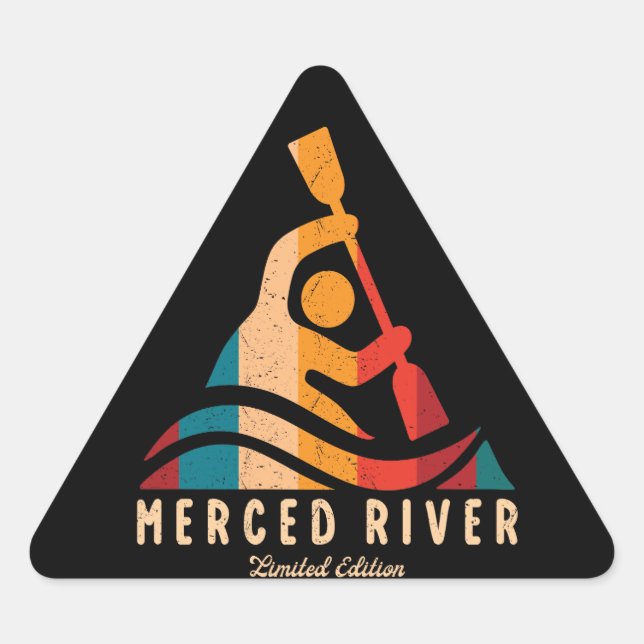 Sticker Triangulaire Retro Merced River Kayak (Devant)