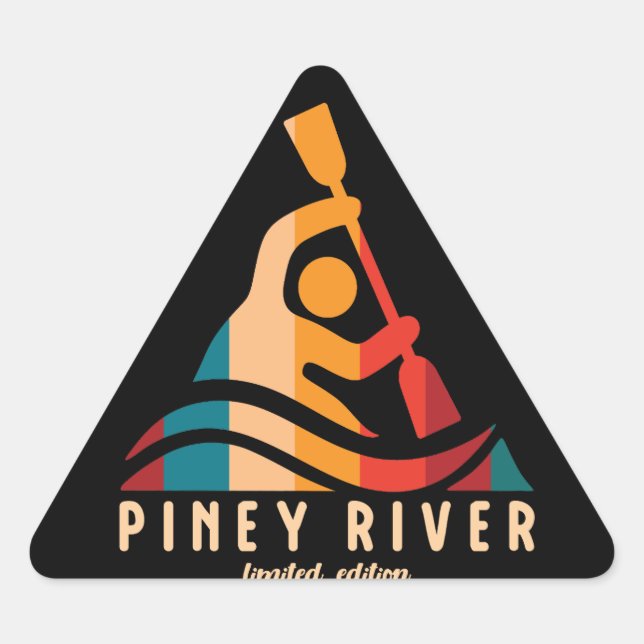 Sticker Triangulaire Retro Piney River Kayak (Devant)
