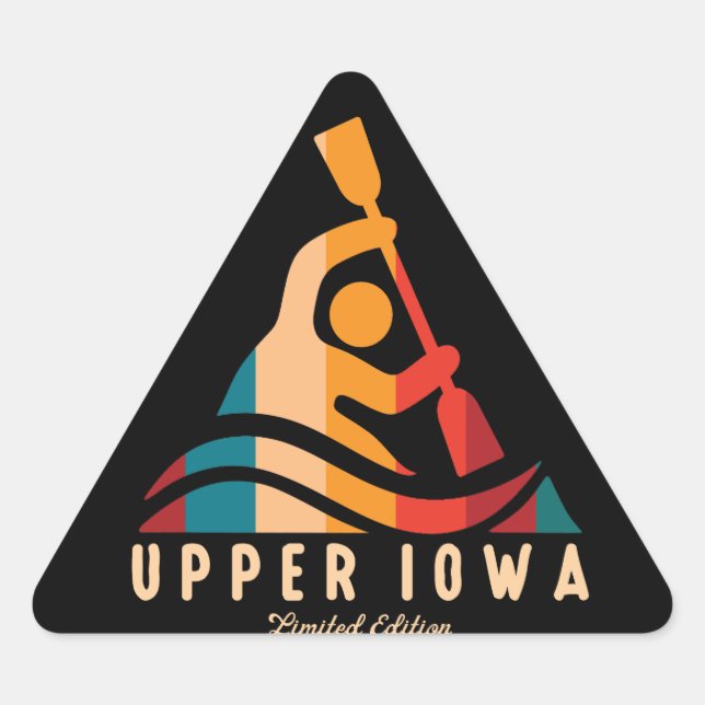Sticker Triangulaire Retro Upper Iowa Kayaking (Devant)