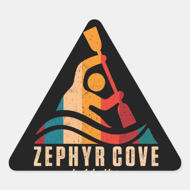 Sticker Triangulaire Retro Zephyr Cove Kayak (Devant)