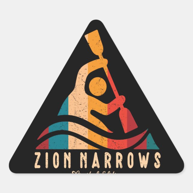 Sticker Triangulaire Retro Zion Narrows Kayaking (Devant)