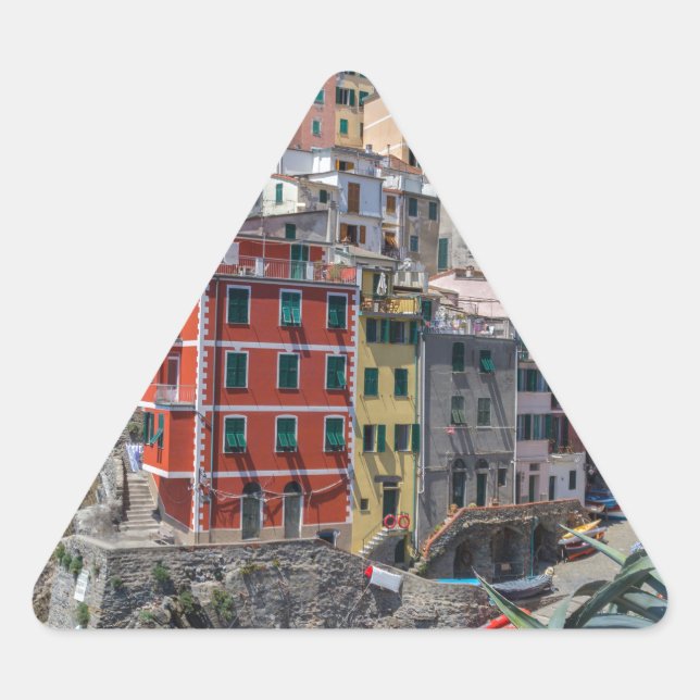 Sticker Triangulaire Riomaggiore Cinque Terre Ligurie Italie (Devant)