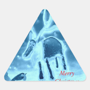 Sticker Triangulaire Robin de rennes de neige Festif animal mignon