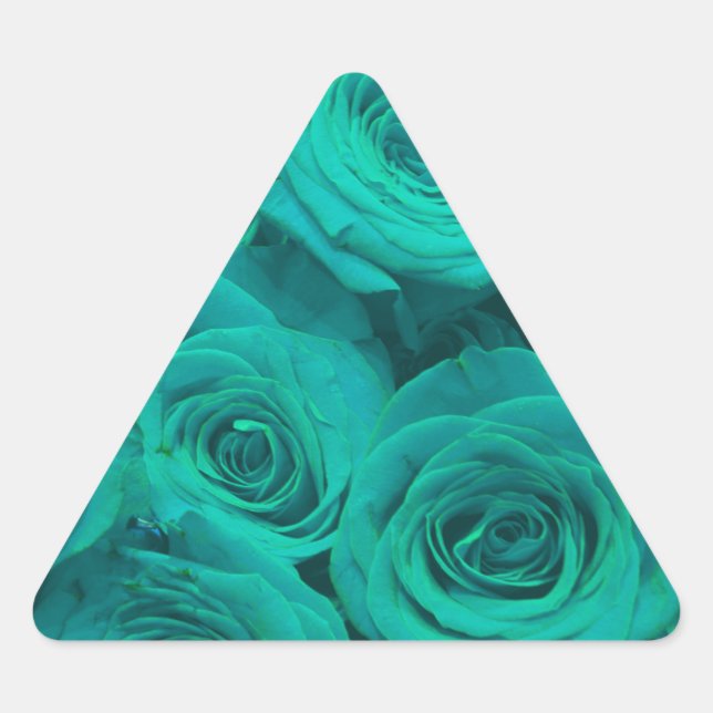 Sticker Triangulaire Romantique élégant turquoise - roses verts (Devant)