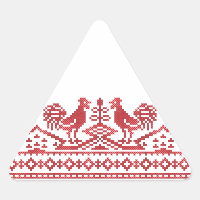 Sticker Triangulaire Rooster cross-stitch (Devant)