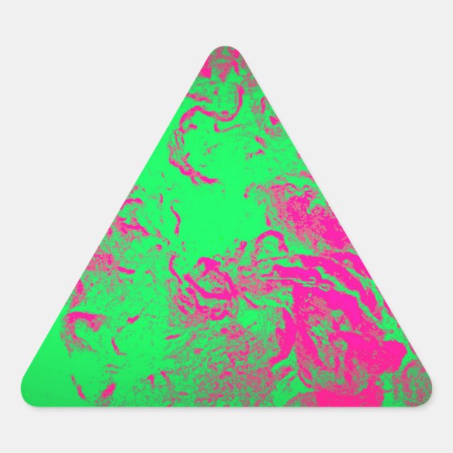 Sticker Triangulaire Rose Abstrait sauvage et vert néon (Devant)