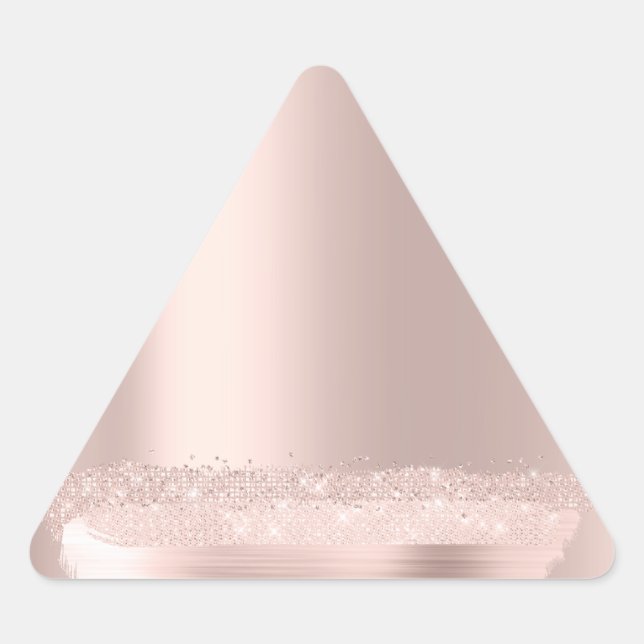 Sticker Triangulaire Rose  Blush Mariage Nom Traits Lignes (Devant)