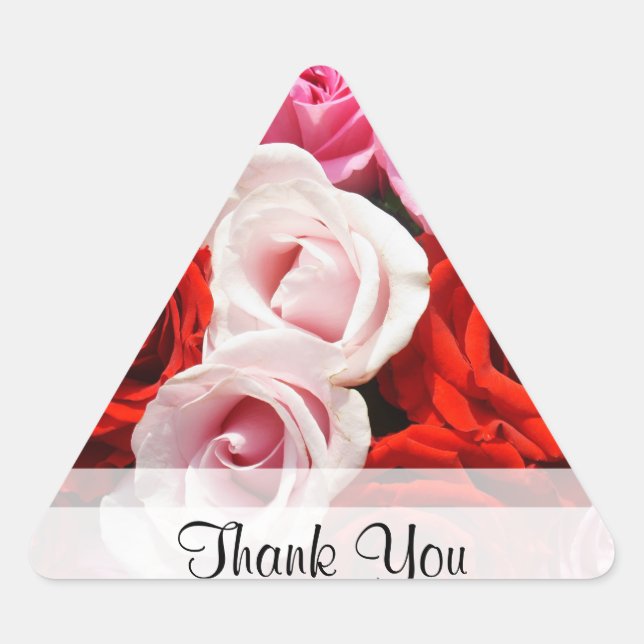 Sticker Triangulaire Roses "Merci" personnalisés (Devant)