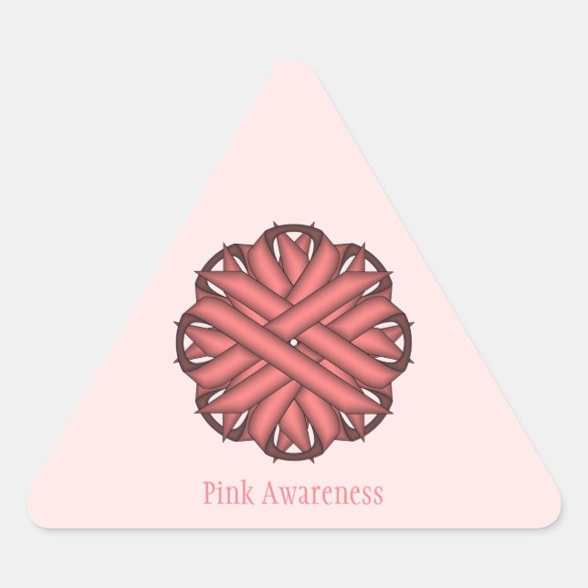Sticker Triangulaire Ruban aux fleurs roses par Kenneth Yoncich (Devant)