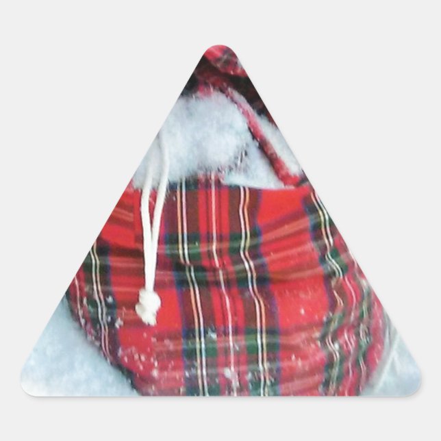 Sticker Triangulaire Sac du Père Noël dans la neige (Devant)