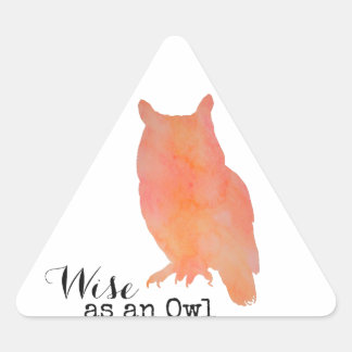 Sticker Triangulaire Sage comme un Hibou Aquarelle Typographique