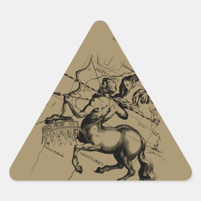 Sticker Triangulaire Sagittarius Constellation Carte Engraving Hevelius (Devant)