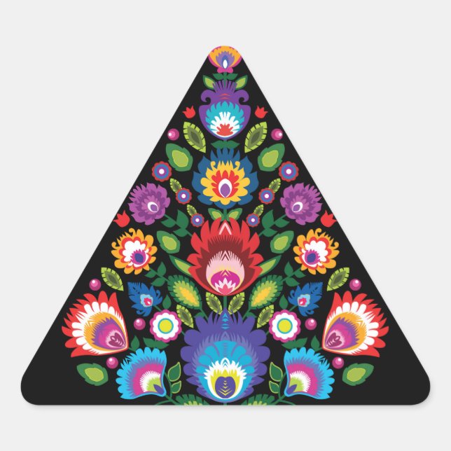 Sticker Triangulaire 🎄 sapin de Noël - folklore [noir] (Devant)