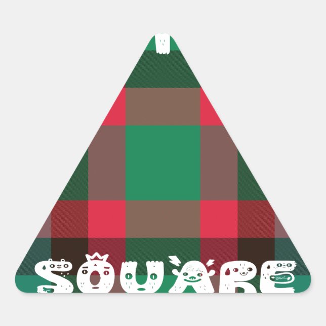 Sticker Triangulaire Scottish Royal À damiers Tartan Plaid avec texte (Devant)