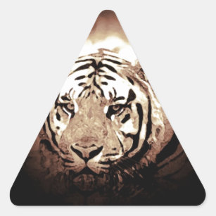 Sticker Triangulaire Sepia Tiger
