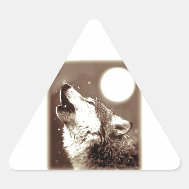 Sticker Triangulaire Sepia Wolf & Moon (Devant)