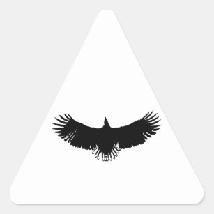 Sticker Triangulaire Silhouette d'aigle noir et blanc