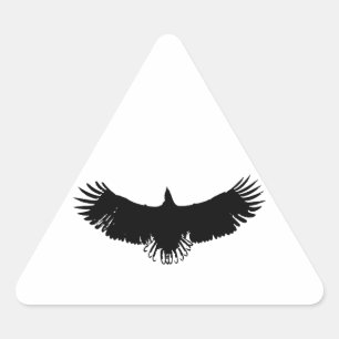 Sticker Triangulaire Silhouette d'aigle noir et blanc