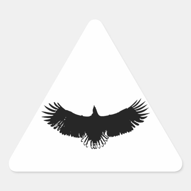 Sticker Triangulaire Silhouette d'aigle noir et blanc (Devant)