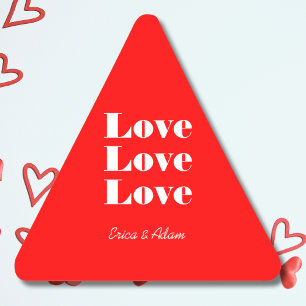 Sticker Triangulaire Simple Blanc Nettoyer 3 x Amour   Rouge néon