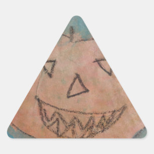 Sticker Triangulaire Smiling Pumkin, Halloween Kids Art Watercolor