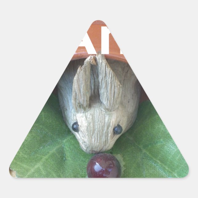 Sticker Triangulaire Snacking de lapin mignon (Devant)