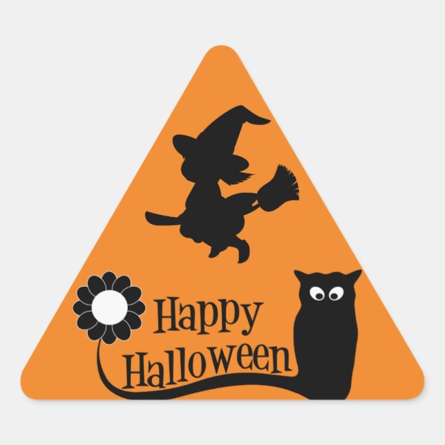 Sticker Triangulaire Sorcière Et Chouette (Devant)