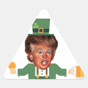 Sticker Triangulaire st patrick trump leprechaun