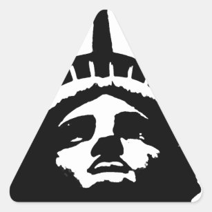 Sticker Triangulaire Statue d'Art Pop Noir & Blanc de la Liberté