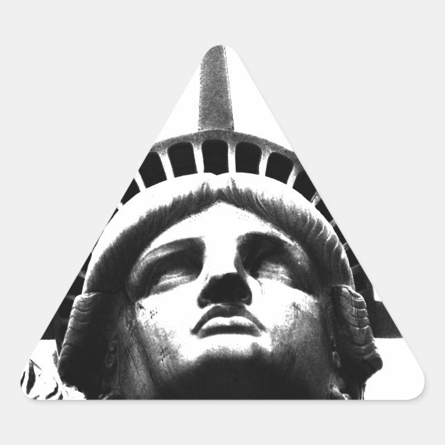 Sticker Triangulaire Statue noire et blanche de la Liberté (Devant)