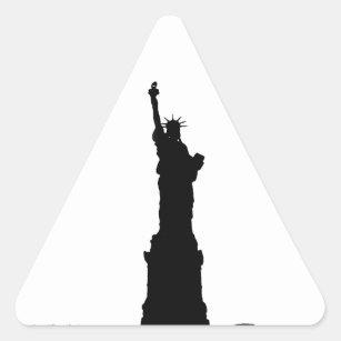 Sticker Triangulaire Statue noire et blanche de la Liberté Silhouette