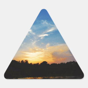 Sticker Triangulaire Sunset Mountain Lake