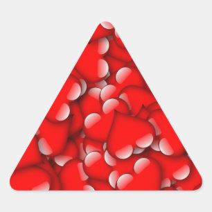 Sticker Triangulaire Sweet Romantique Valentine Love Hearts Rouge