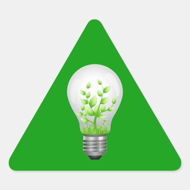 Sticker Triangulaire Symbole d'ampoule verte (Devant)