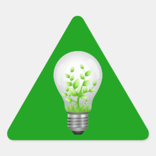 Sticker Triangulaire Symbole d'ampoule verte