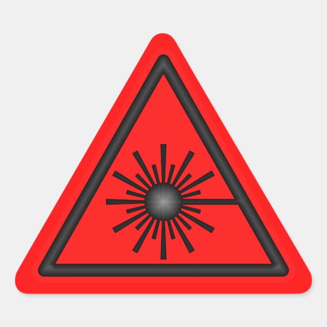Sticker Triangulaire Symbole d'avertissement laser rouge et noir (Devant)