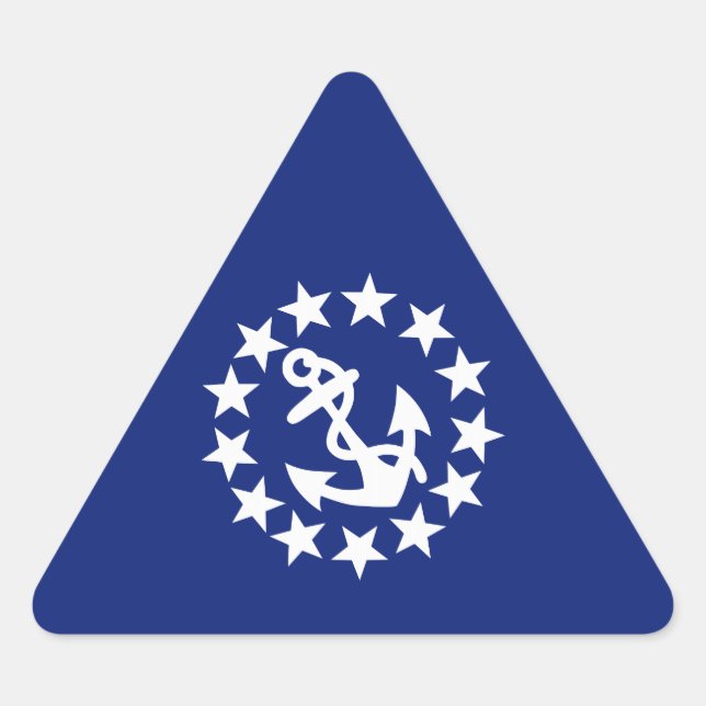 Sticker Triangulaire Symbole de l'Ancre du drapeau du yacht sur bleu (Devant)