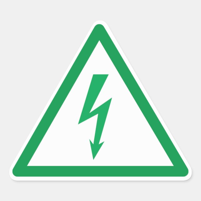 Sticker Triangulaire symbole électrique vert puissance écologique (Devant)