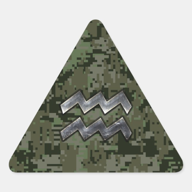 Sticker Triangulaire SYMBOLE Zodiaque Aquarius Camouflage numérique ver (Devant)