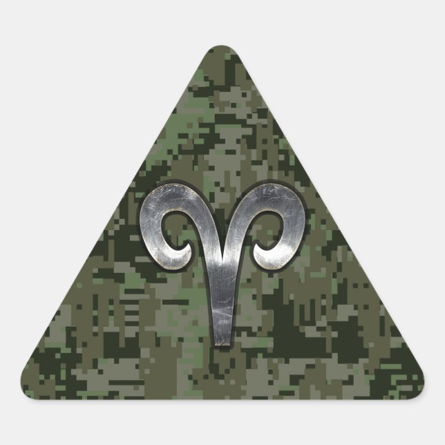 Sticker Triangulaire SYMBOLE Zodiaque Aries Camouflage numérique Woodla (Devant)