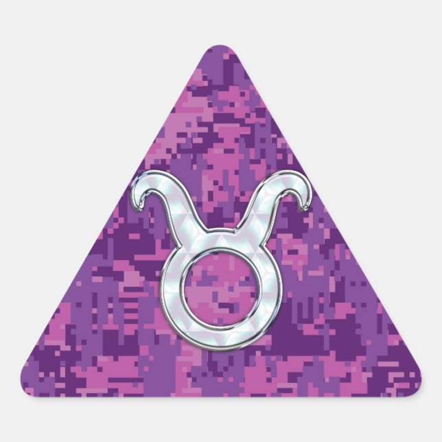 Sticker Triangulaire Symbole Zodiaque de Pearl Taurus sur Camo numériqu (Devant)