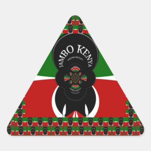 Sticker Triangulaire Sympathique Kenyan Hearts drapeau noir rouge vert