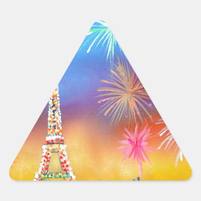 Sticker Triangulaire Tableau de la Tour Eiffel à Paris (Devant)