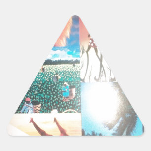 Sticker Triangulaire Tapisserie kenyane : Faune, culture et plage côtiè