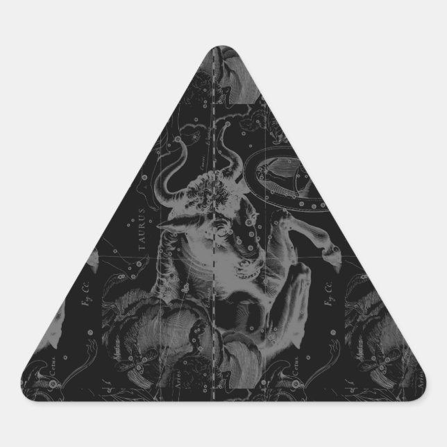 Sticker Triangulaire Taurus Constellation Map Hevelius 1690 (Devant)