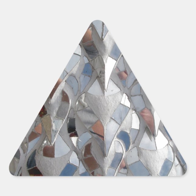 Sticker Triangulaire Temple blanc en tuiles miroir, Chiang Rai (Devant)