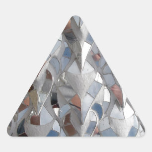 Sticker Triangulaire Temple blanc en tuiles miroir, Chiang Rai