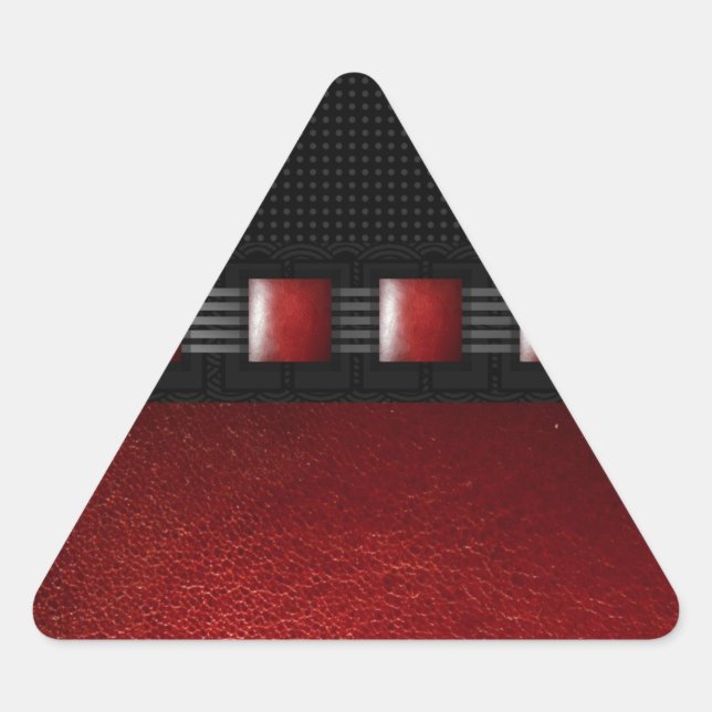 Sticker Triangulaire Texture noire en cuir rouge (Devant)
